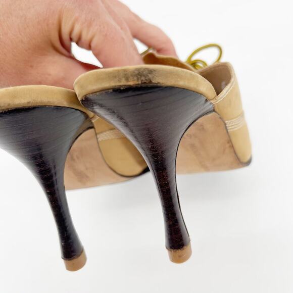 Manolo Blahnik Retro y2k Tan Oklamod Timberland Lace Up Pointed Toe Mule IT 36.5 - Picture 11 of 14